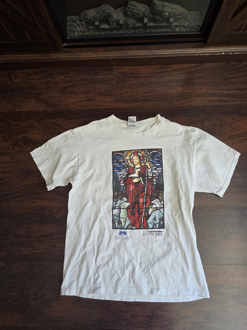 Vintage 1990s American Bible Society Graphic Stained Glass Jesus the Shepherd